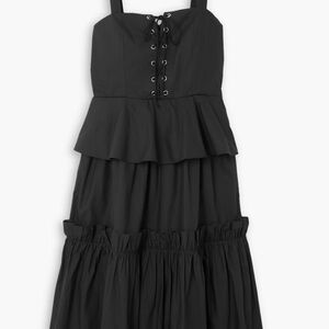 Bathsheva Black Cotton-Poplin Dress with Lace-Up Front